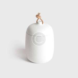 White vase with cover