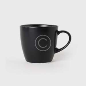 Black stoneware cup